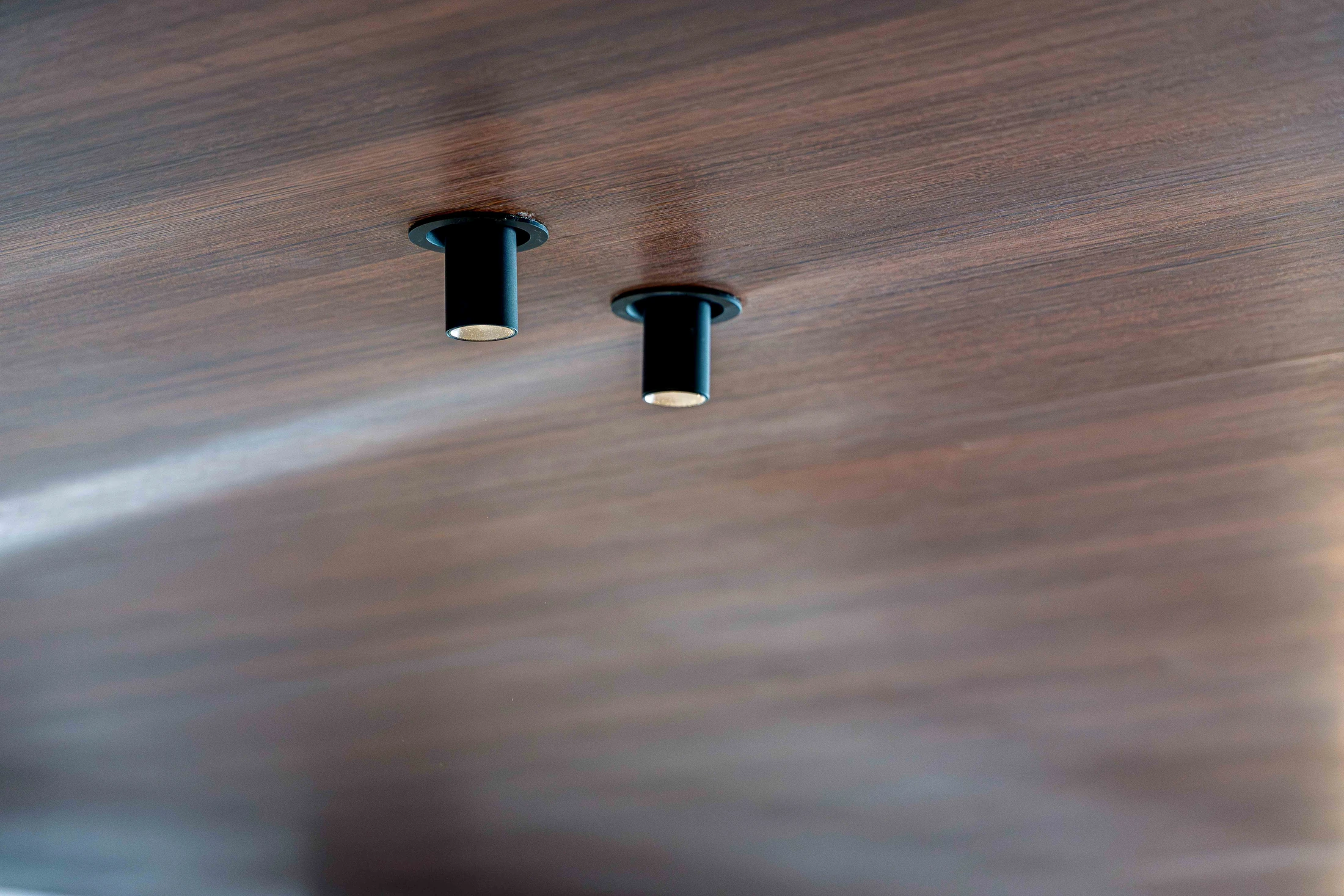 Downlights set into the timber cafe canopy
