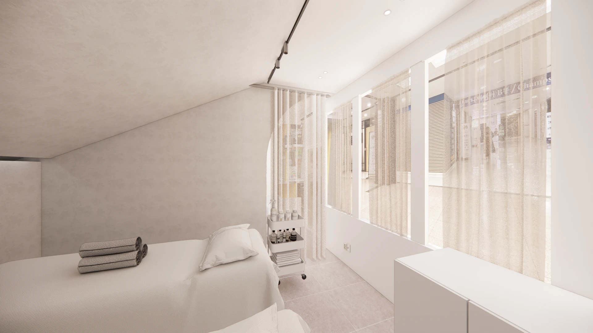 Arched divider and treatment area — design visualisation